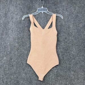 Abercrombie & Fitch Tan Sweater Knit Thong Bodysuit Womens Small Clean Girl Boho